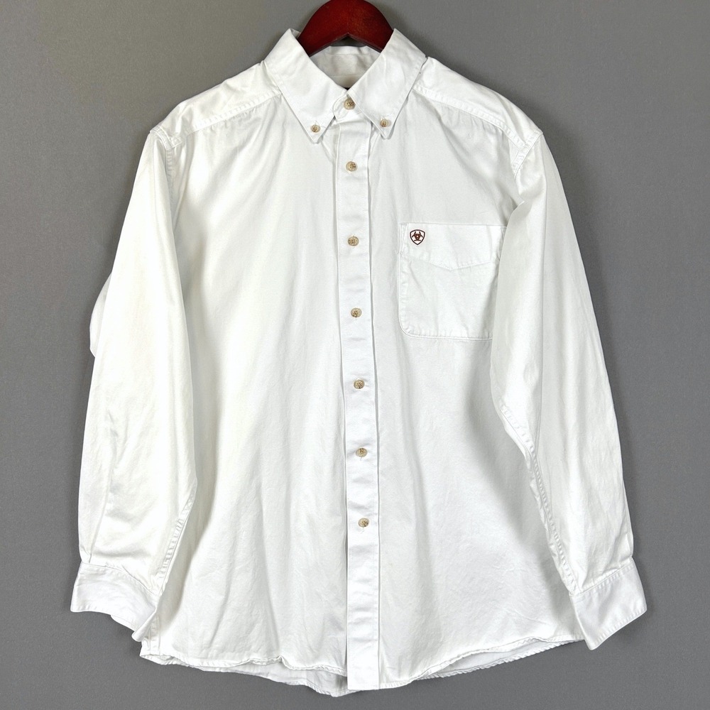 Ariat Shirt Mens LT 100%‎ Cotton Shirt Button Up Twill Western White Large Tall